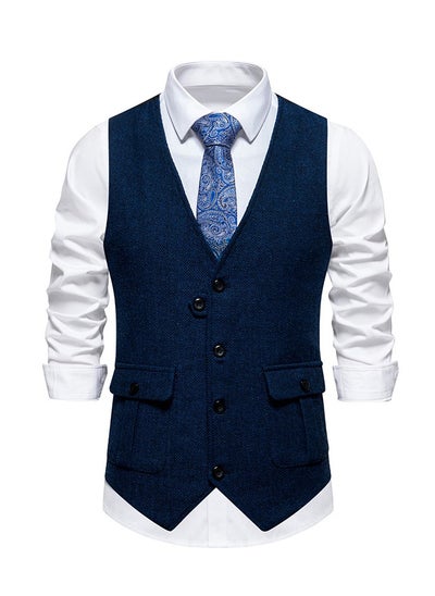 اشتري New men's Retro V-Neck Fake Two Piece Vest في الامارات