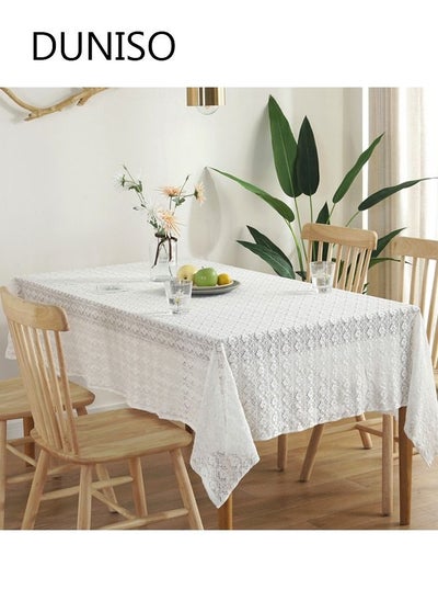 Buy Rustic Style Tablecloth Crochet Hollow Placemat For Kitchen Coffee Table Dining Table Wedding Party Tabletop Decoration 140*180CM in Saudi Arabia