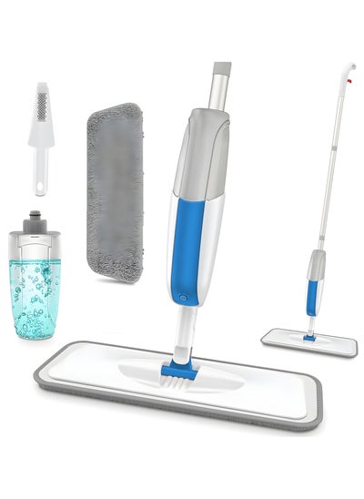 Buy Spray Mop for Floor Cleaning with 550ml Refillable Bottle and Washable Microfiber Pads, Dry Wet Wood Floor Mop 360 Degree Spin Flat Mop for Home Kitchen Office Blue. in UAE