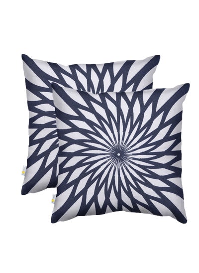 Buy 2 Piece Embroidered cushion cover (45x45 cm) without filler Blue in Saudi Arabia