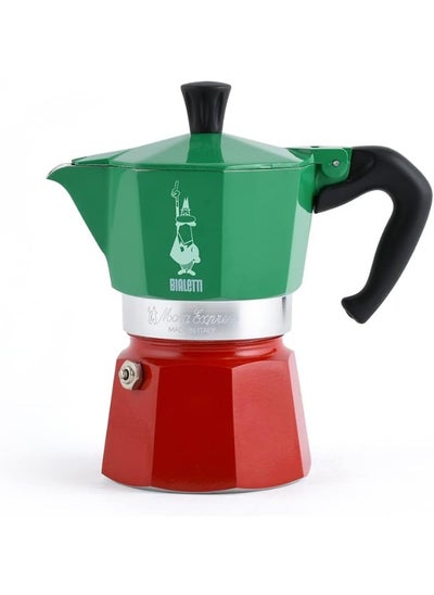 اشتري Moka Express Italia Collection: Iconic Stovetop Espresso Maker Makes Real Italian Coffee Moka Pot 3 Cups 4.3 Oz 130 Ml Aluminium Colored In Red Green Silver في الامارات