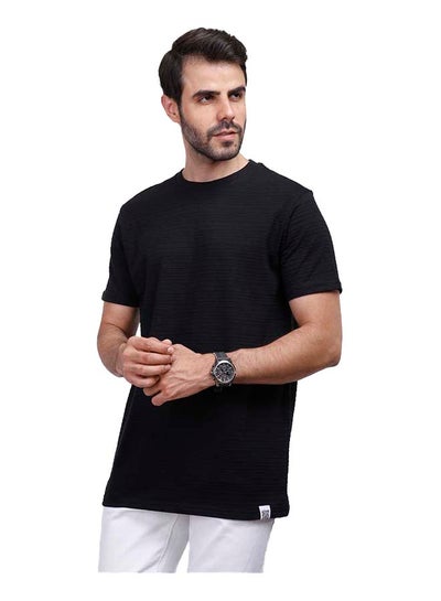 اشتري Coup Regular Fit Strip T-Shirt For Men Color Black في مصر
