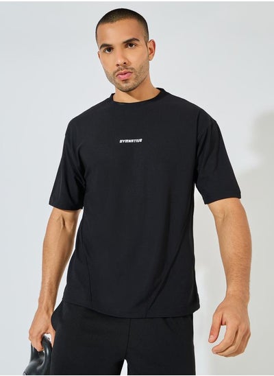 Buy Oversized Slogan Training T-Shirt with Pintuck Detail in Saudi Arabia