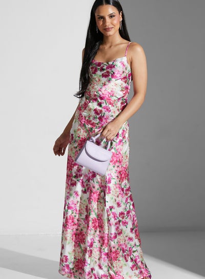 Buy Cowl Neck Floral Print Cami Dress in Saudi Arabia