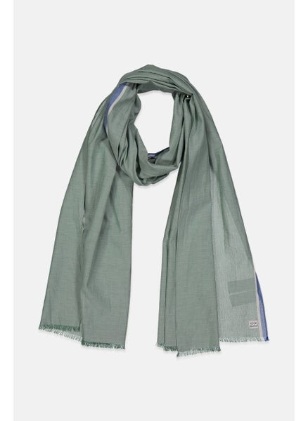 Buy Men Fringed Hem Woven Scarf 190 x 56 cm, Dusty Green in UAE