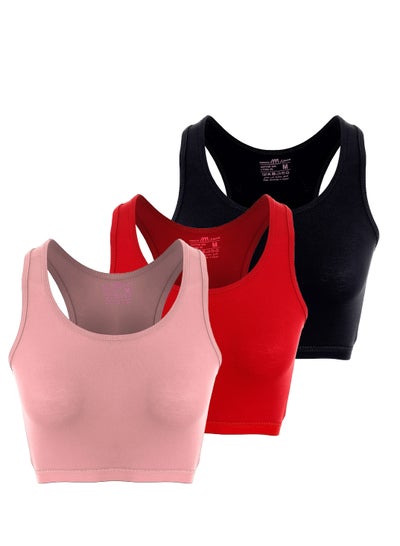 Buy Bundle Of Three Full Coverage Non-wired Cross Back Sportive Bra in Egypt