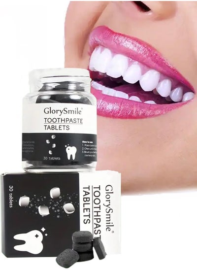 Buy Charcoal Toothpaste Tablets Color Corrector Purple Teeth Whitening Anti Plaque Chewable Toothpaste Tablets Teeth Stain Removal Eco Friendly Mouthwash Tablets Travel Toothpaste Bites 30 Pcs in UAE