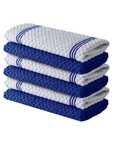 اشتري Premium Kitchen Towels – Pack of 6, 100% Cotton 15 X 25 inches Absorbent Dish Towels - 425 GSM Tea Towel, Terry Kitchen Dishcloth Towels- Blue Dish Cloth for Household Cleaning by Infinitee Xclusives في الامارات