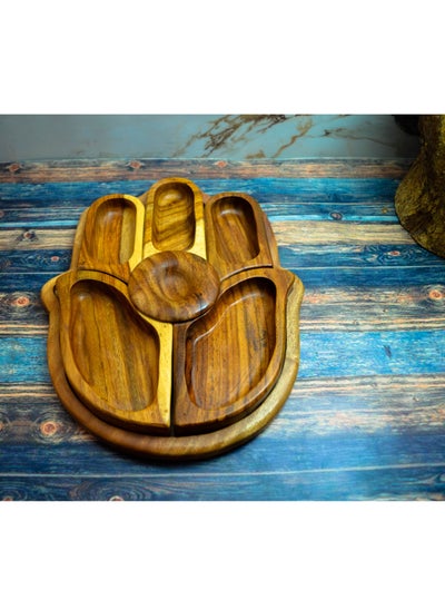 Buy Handmade palm shape game plate from healthy wood, 100% natural in Egypt