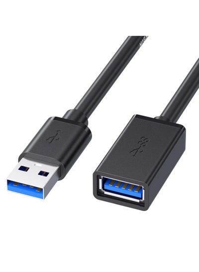 اشتري 2 Pack of 10FT Black USB 3.0 Extension Cable Type A Male to Female Extension Cord for USB Keyboard Mouse Flash Drive Hard Drive Printer في الامارات