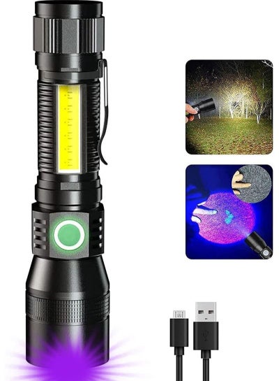 Buy UV Flashlight Black Light, 3 in 1 Magnetic Flashlight Rechargeable,1000 Lumen Tactical LED Flashlight, 7 Modes Waterproof UV Light Flashlight for Camping Emergencies Pet Urine Detection in Saudi Arabia
