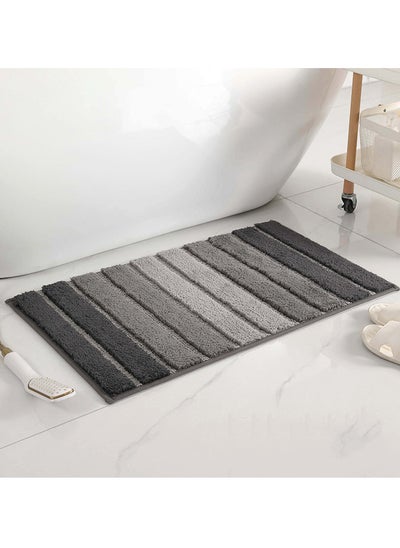 اشتري Bathroom Rugs Bath Mat 40x60cm Non Slip Fluffy Soft Plush Microfiber Shower Carpet Rug Machine Washable Quick Dry Ultra Bath Mats for Tub Bathroom and Shower Dark Grey. في الامارات