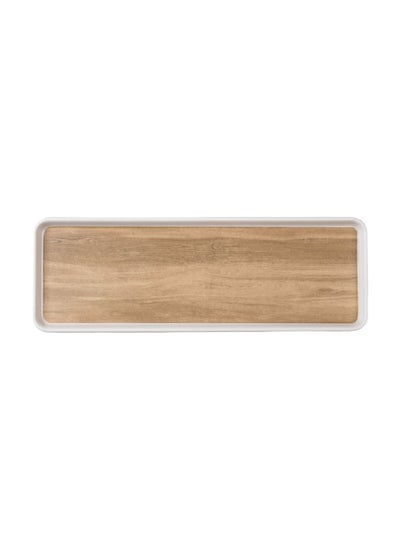 Buy Modern and Elegant Design Melamine Rectangular Serving Tray Brown and White 2 x 35 x 12 cm Y1K150041-PK044 in Saudi Arabia