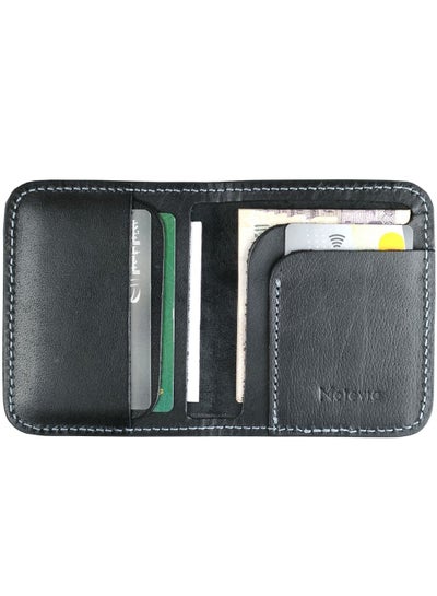 Buy Motevia Men's Leather Wallet Card Holder Size 11 * 9cm 5 Pockets Inside Slim Card Wallet by Motevia (Black) in Egypt