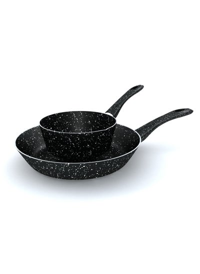 Buy Granite Casserole Size 16 cm + Frying Pan Size 26 cm Black in Egypt