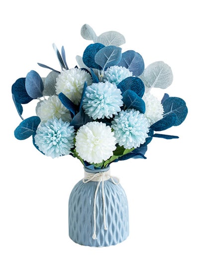 Buy Artificial Flowers With Vase Faux Hydrangea Silk For Decoration Wedding Party Home Décor in UAE