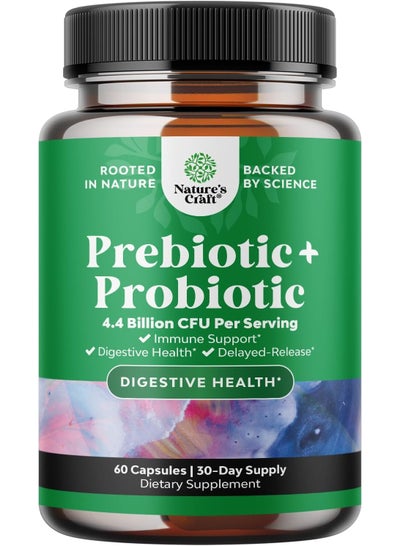 Buy Prebiotics and Probiotics Gut Health Supplement - Super Potent Digestive Health Acidophilus Probiotic Capsules with Men and Womens Probiotics and Prebiotics for Colon Digestive Support and Immunity in UAE