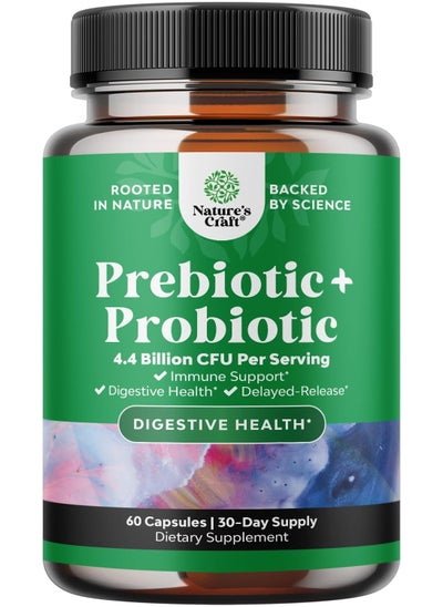 Buy Prebiotics and Probiotics Gut Health Supplement - Super Potent Digestive Health Acidophilus Probiotic Capsules with Men and Womens Probiotics and Prebiotics for Colon Digestive Support and Immunity in UAE