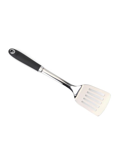 Buy Home Pro Slotted Turner With Handle Silver/Black in UAE