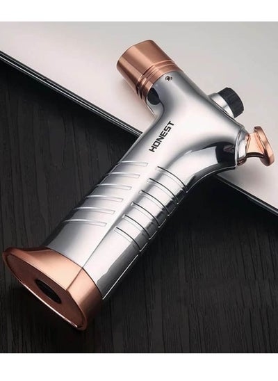 اشتري 2-Jet Flame Windproof Butane Gas Bakhoor Charcoal Lighter/Torch Lighter/BBQ Lighter (Gold) في الامارات