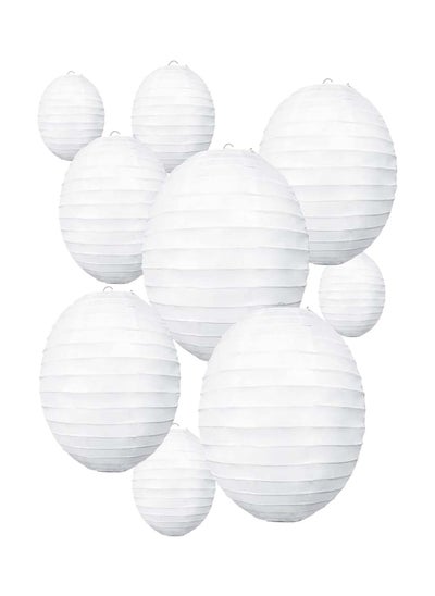 اشتري Paper Lanterns, Chinese, Japanese Paper Lanterns, 10Pcs White Decorative Hanging Round Paper Lanterns Lamp for Birthday, Wedding, , Bridal Shower, Home Decor, Party(Size of 4”, 6”, 8”, 10”) في السعودية