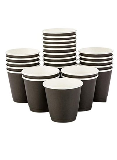 Buy Paper Cup 8 Ounce 50 Pieces Double Pack, Leakproof - Black in Saudi Arabia