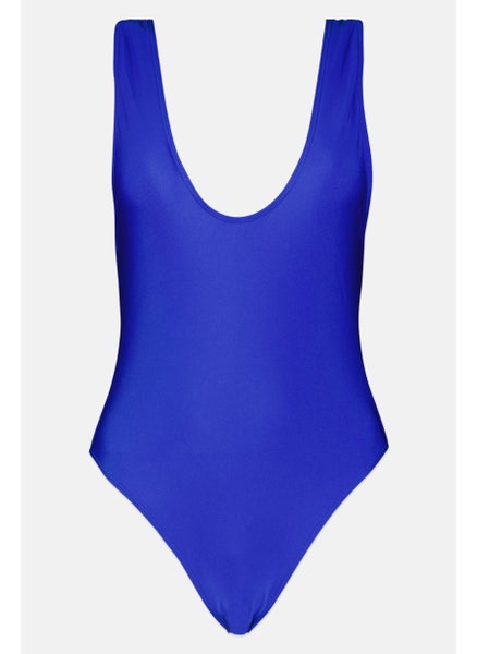 اشتري Women Plain One Piece Swimsuit, Blue في الامارات