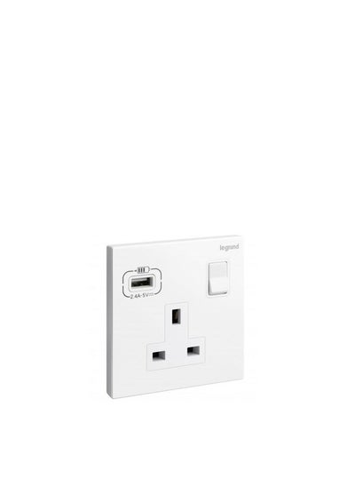 اشتري Legrand 13A Switch Socket 1Gang + USB A-Type Galion White في الامارات