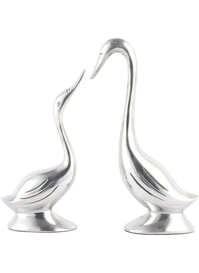 Buy VOIDROP-Couples Handmade Swan-Swan Figurine Sculpture Resin Swan-Showpiece Figurines Loving Birds for Home and Office standard size (Silver) in UAE