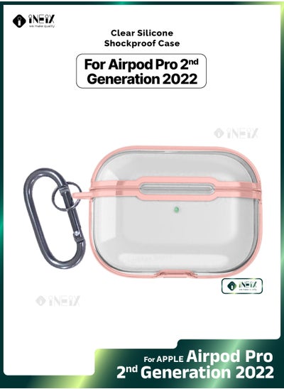 اشتري Clear Silicone  Shockproof Protective Case Cover for Apple AirPods Pro 2 (2nd generation) 2022-Clear/Pink في السعودية