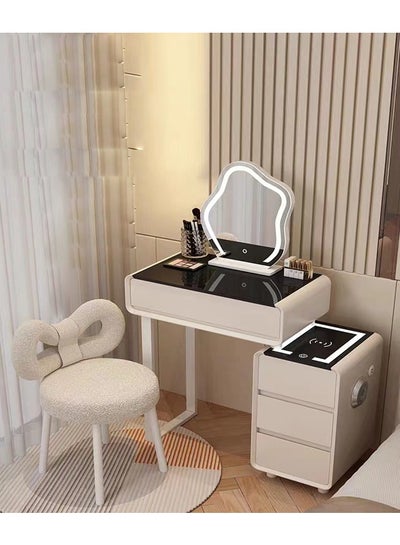 Buy Makeup Vanity Table Dressing Table Flip Mirror With Drawers And Chair With BT Speaker ,wireless charger and USB port 70CM in UAE