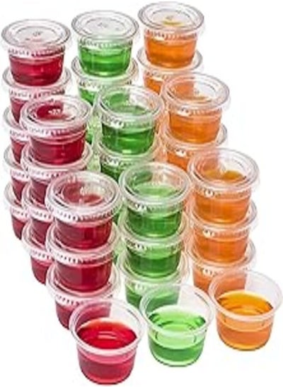 اشتري Plastic Portion Cups with Lids 2 oz. 150 Pack Condiment Sauce Snack Souffle Dressing, Jello Shot Cup Containers, BPA free - by DuraHome في مصر