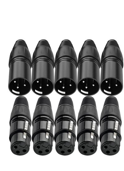 اشتري 10 PCS XLR Connector, 5 Male and 5 Female XLR Mic Microphone Connector, 3 Pins Ultra-Low Noise Microphone and High Conductivity Audio Socket في السعودية