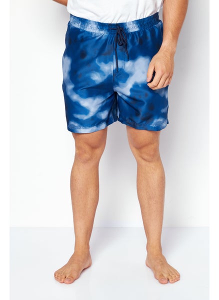 اشتري Men Tie Dye Drawstring Board Shorts, Dark Blue Combo في الامارات