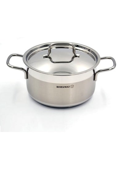 Buy Korkmaz stainless steel deep pot 18/10 size 24 * 12 cm in Saudi Arabia