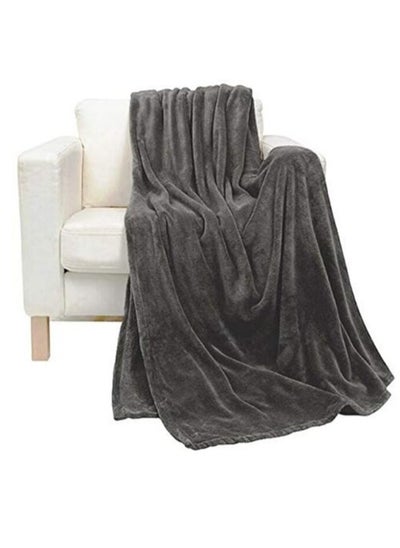 Buy Soft Flannel Fleece Blanket, Dark Gray, Single Size, 200 * 160 cm in UAE