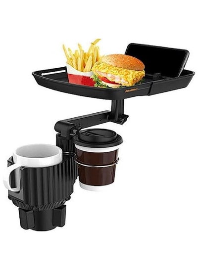 Buy The upgraded car dining table is equipped with 2 cup holders and a mobile holder in Saudi Arabia