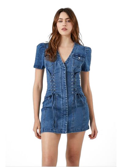 Buy Lace-Up Denim Mini Dress in Egypt