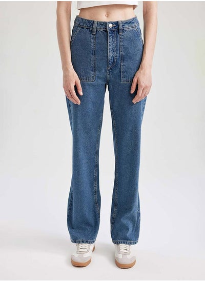 Buy Square Pocket Design Wide Leg Jeans in Saudi Arabia