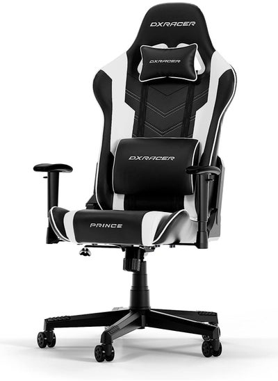 Buy DXRacer Series P132 Gaming Chair, 1D Armrests with Soft Surface, Black and White | GC-P132-NW-F2-158 in UAE