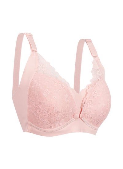 Buy Maternity and Nursing Bra - Cups with Front Flap Closure Easy Breastfeeding-Soft Cup Bra (L, Pink) in UAE