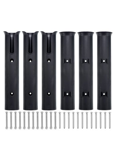 Buy Fishing Pole Holder for Boat, 6 Pack Plastic Boat Pole Bracket Fishing Tube Rod Holder Racks Side/Wall Mounted with Screws for Boat Kayak Truck, Black in UAE