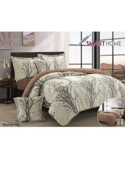 Buy 100% Microfiber Single Bed Mattress, Geometric Design Bed Cover, Reversible, Set of 4, Size 230X170cm in Saudi Arabia