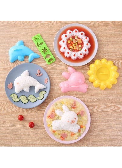 Buy Rice Mold Cartoon Dolphin Rabbit Sun Sushi Bento Maker Mould, Seaweed Nori Cutter Bento Accessories, DIY Kitchen Tools for Baby Kids Meal (4 Set ) in UAE