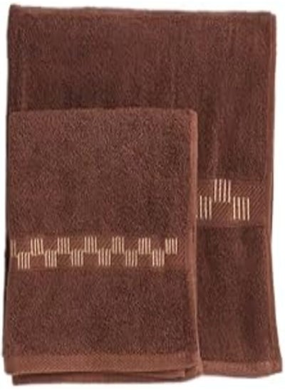 اشتري Ricrac R5000-729 Rafooda Embroidered Towel Set 2-Pieces, Brown في مصر