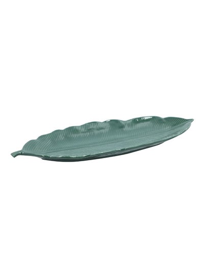 Buy Durable Tropical Leaf Shape Porcelain Serving Platter Green 39 x 16 cm R2050-LEGR in Saudi Arabia