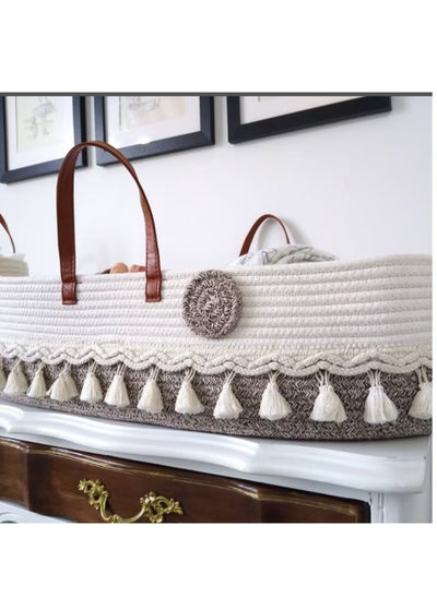 اشتري Changing Basket Boho Baskets for Newborn,Handmade 100% Cotton Rope,Baby Dresser Baby Basket Bassinet,Portable Changing Table في الامارات