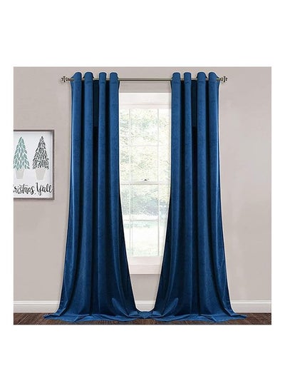 Buy Elegant Velvet Thermal Insulated Curtain Light Blocking Shades 2 panels For Living Room With Steel Grommets in Egypt