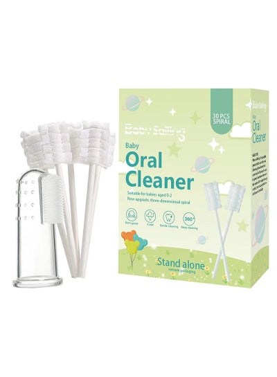 Buy Baby Toothbrush,Baby Toothbrush Clean Baby Gums Disposable Tongue Cleaner Gauze Toothbrush Baby Oral Cleaning Stick Dental Care for 0-36 Months in Saudi Arabia