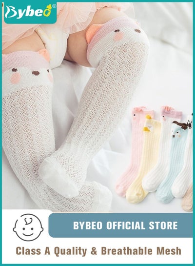 Buy 6 Pairs Baby knee high socks Toddler Breathable Stockings Cute Dress Sock Kids Cotton Tube Uniform Stocking For Boys and Girls in Saudi Arabia